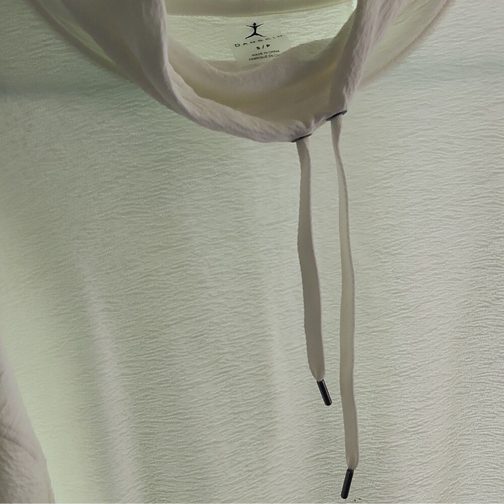 Danskin Women's White Solid Pullover Hoodie Drawstring Long Sleeve S/P
